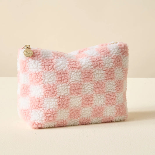 Check Blush Teddy Pouch