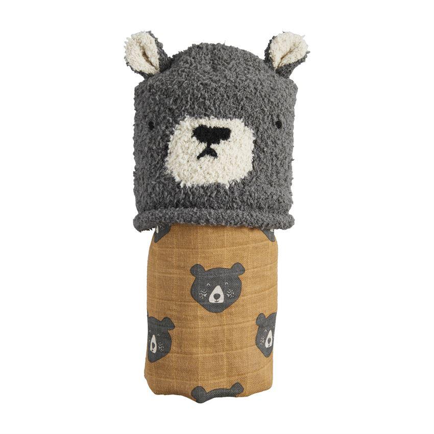 Bear Swaddle & Hat Set