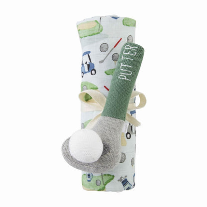 Golf Swaddle & Rattle Set