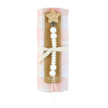 Gingham Swaddle & Pacy Clip Set