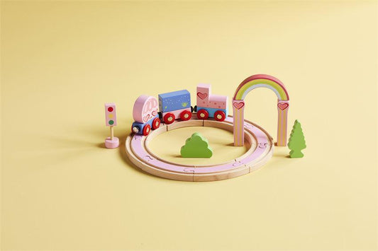 Rainbow Wood Train Set