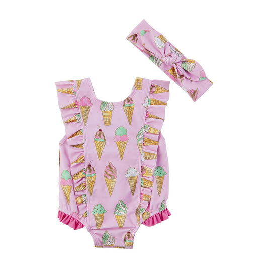 Ice Cream Swimsuit & Headband Set