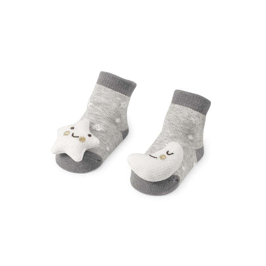 Moon and Star Rattle Toe Socks