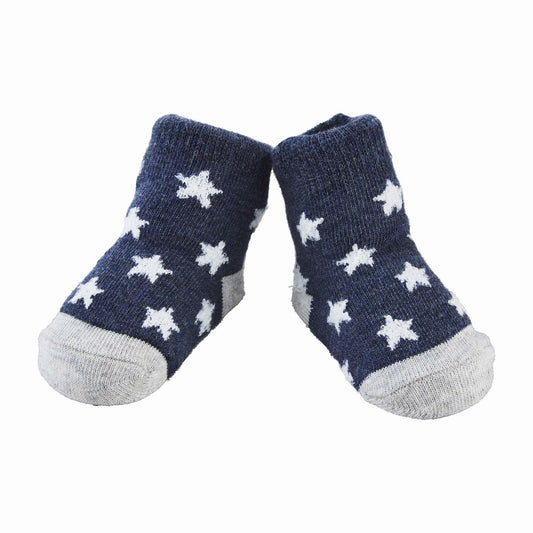 Navy Chenille Star Socks