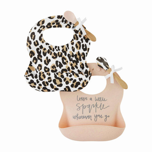 Sparkle Leopard Bib & Spoon Set