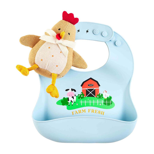 Chicken Bib & Rattle Set