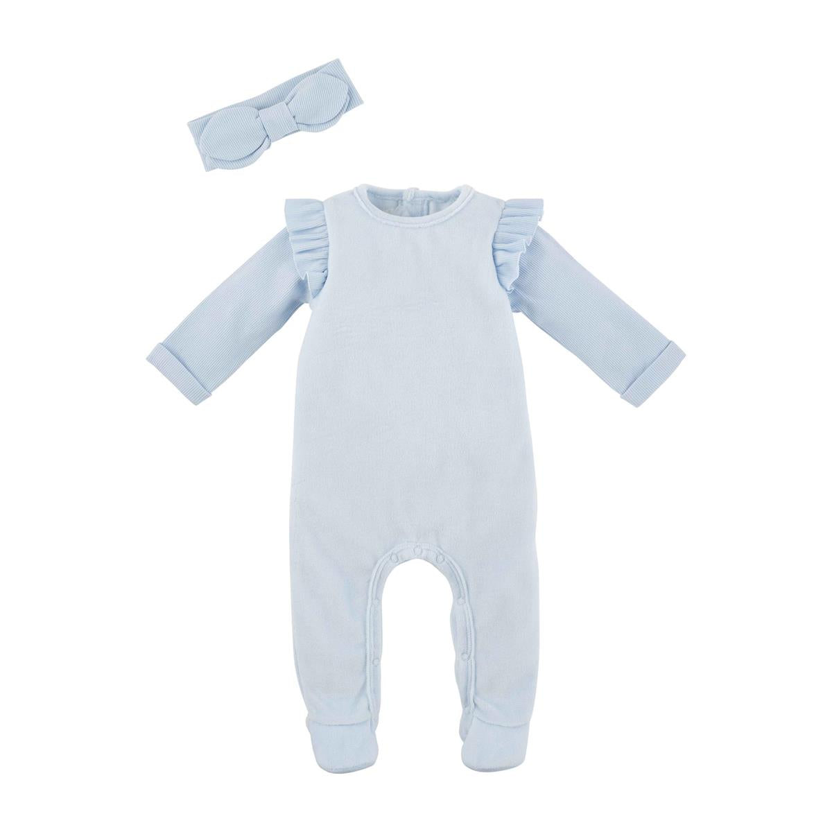 Blue Velour Sleeper Set