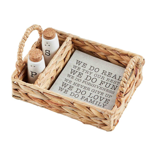 Salt/Pepper & Napkin Basket Set