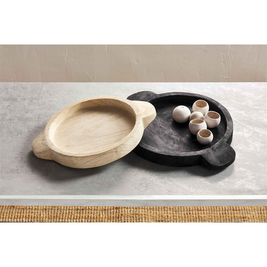 Natural & Black Tray Set