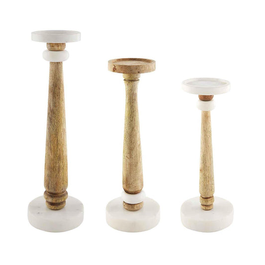 Skinny Marble & Wood Candlesticks