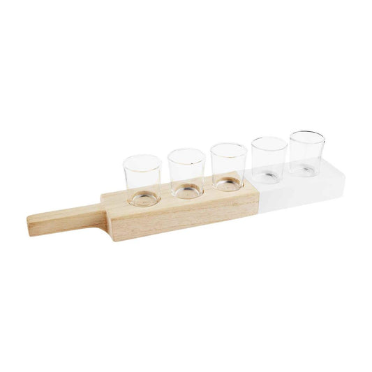 White Two-Tone Paddle Votive Set