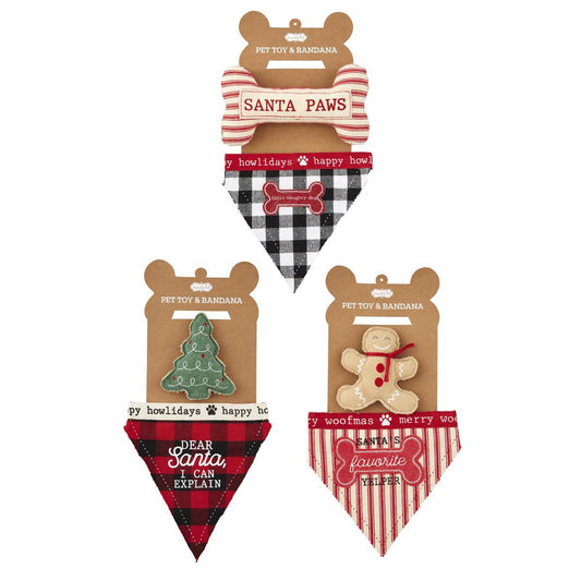 Christmas Dog Bandana & Toy Set