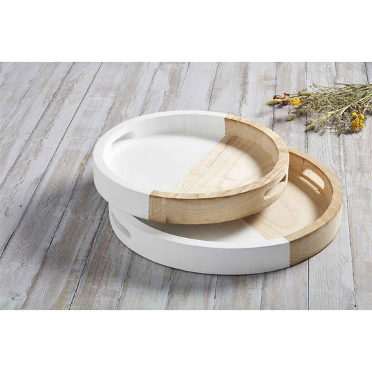 White Two-Tone Round Tray