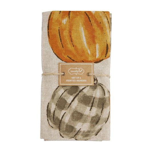 Gray Check Pumpkin Napkin Set