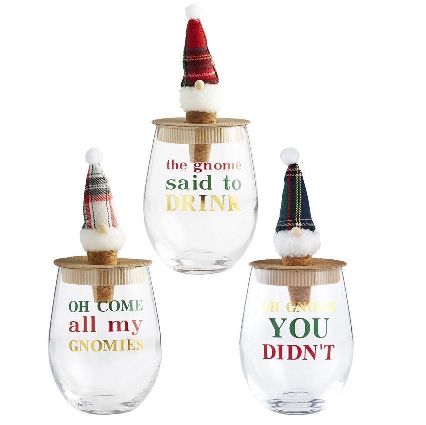 Gnome Wine Glass & Stopper Set