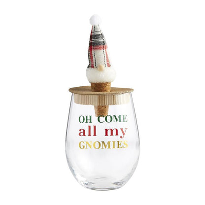 Gnome Wine Glass & Stopper Set