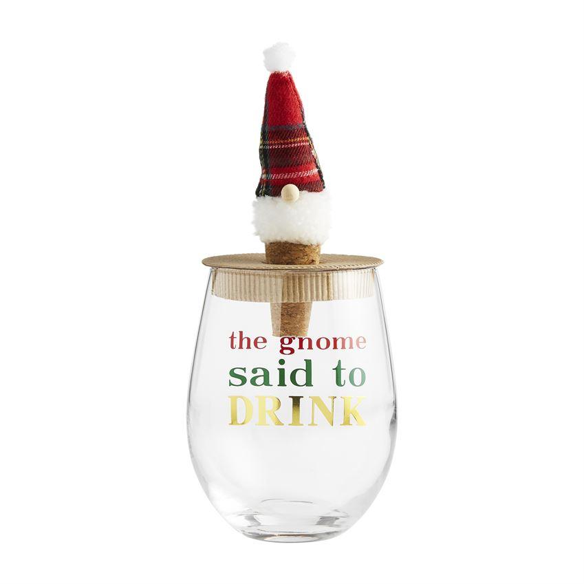 Gnome Wine Glass & Stopper Set