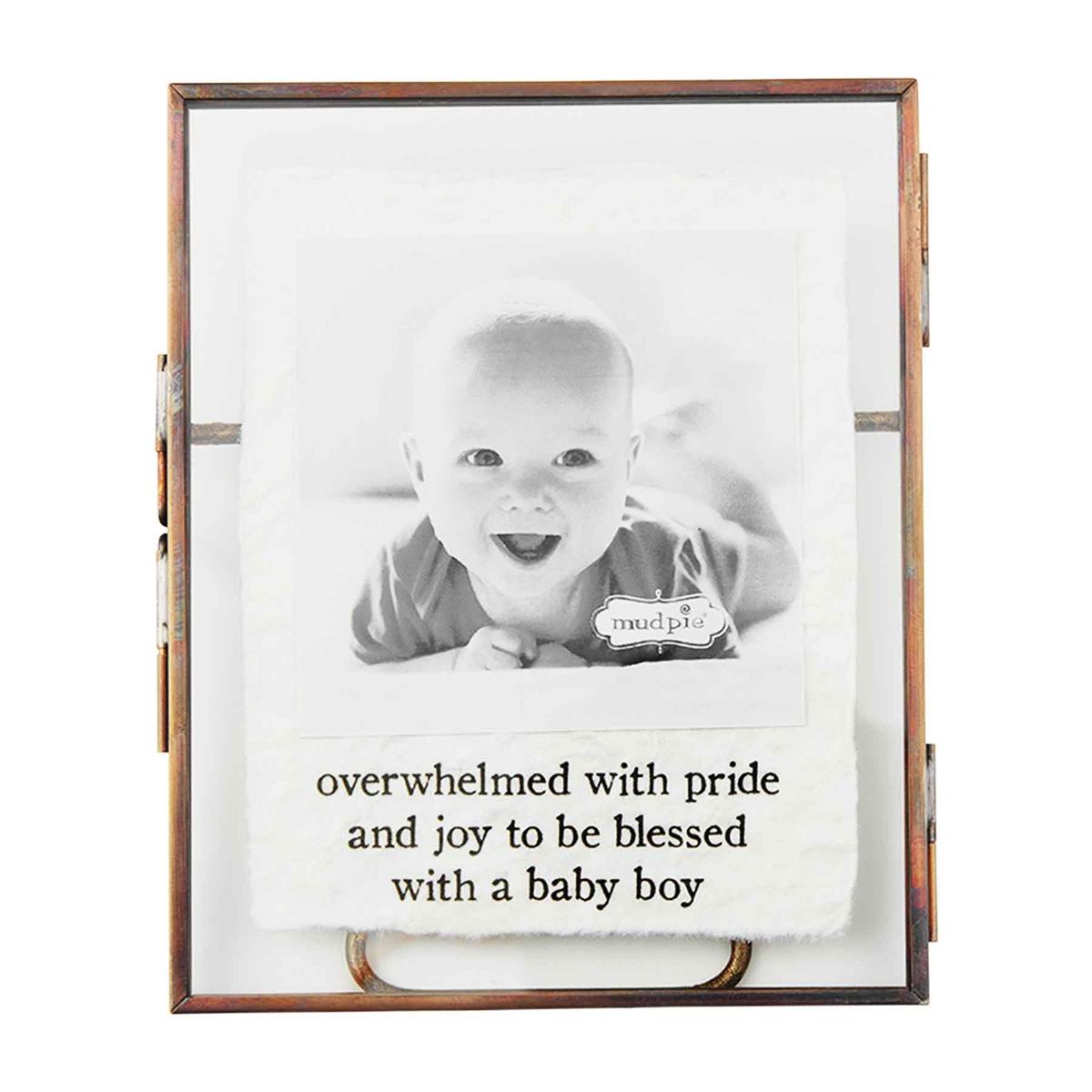 Baby Boy Glass Brass Frame