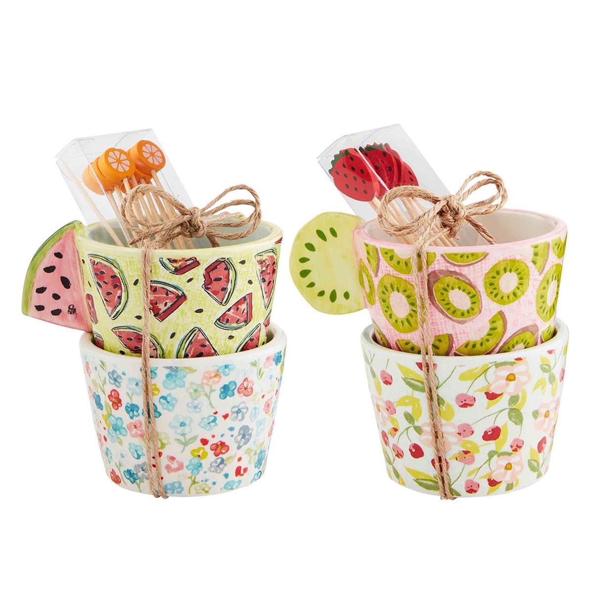 Fruity Floral Ramekin & Toothpick Sets