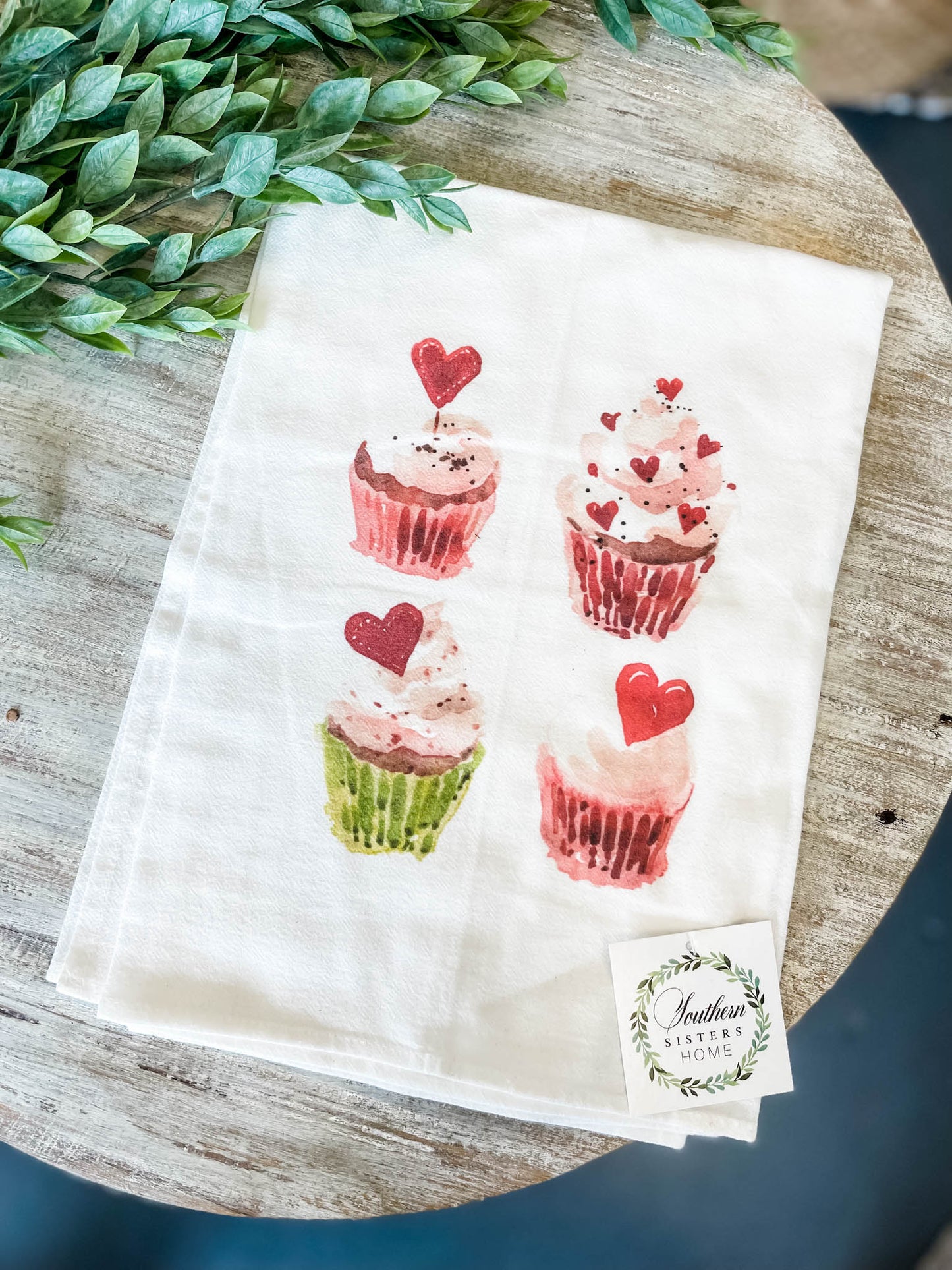 Heart Cupcakes Tea Towel