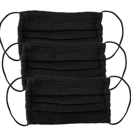 Black Cotton Mask 3pc Set