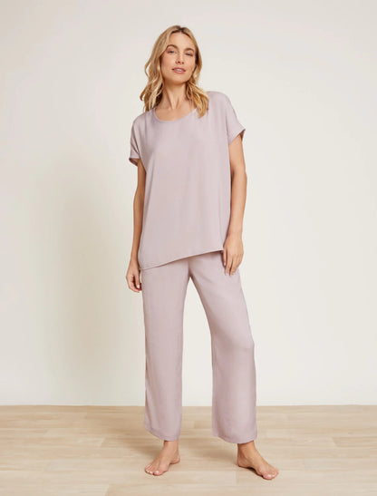 Washed Satin Tee & Cropped Pant | Feather