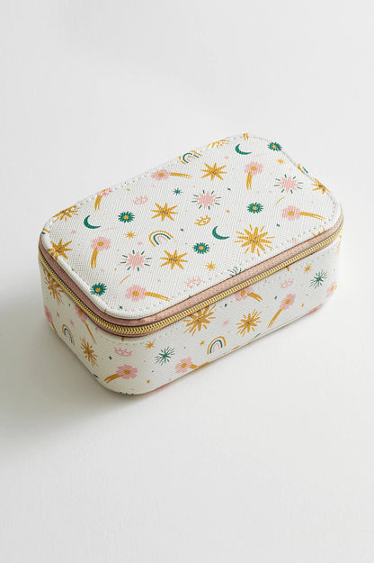 Cream Printed Mini Jewelry Box