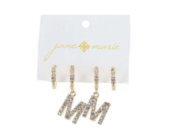 Initial Huggies Earrings Set