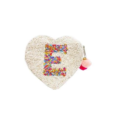 Initial Beaded Heart Pouch