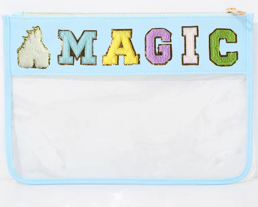 Chenille Letter Clear Pouch | Magic Blue