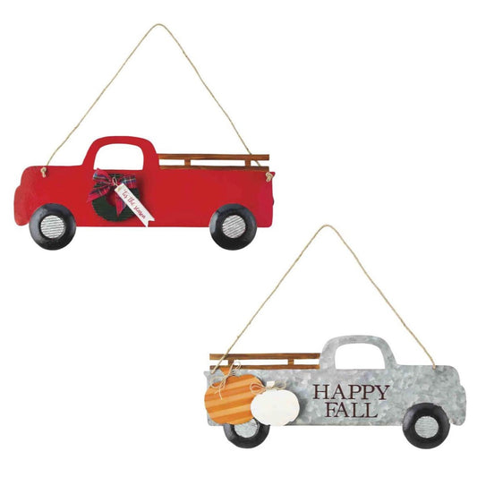 Fall/Christmas Truck Reversible Door Sign