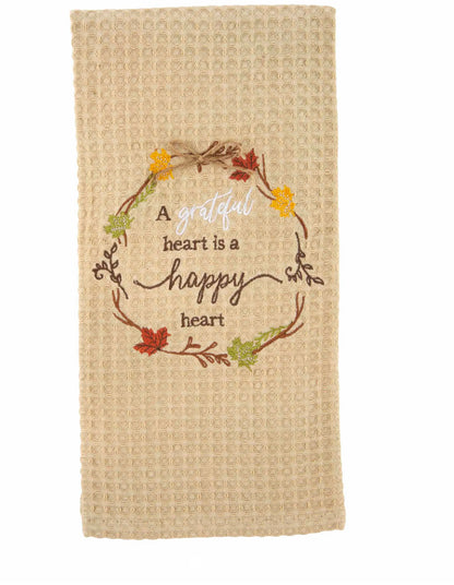 Fall Waffle Embroidered Towel