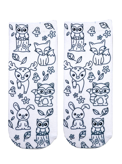 Woodland Animal Coloring Socks