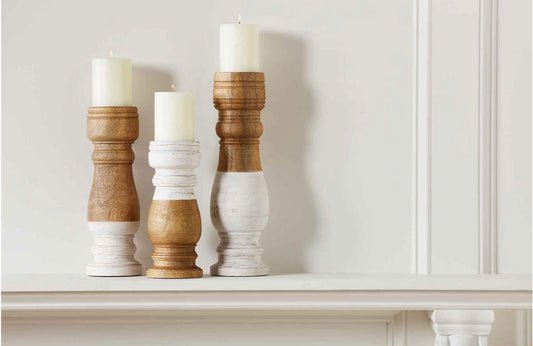 White Two-Tone Candlesticks