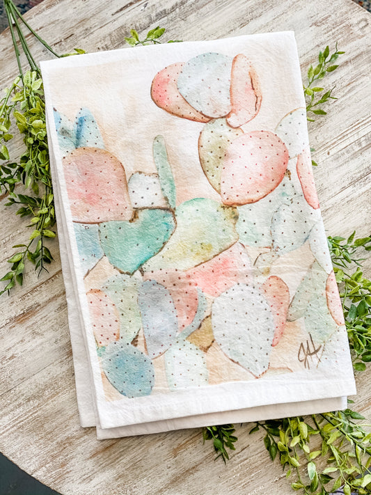 Water Color Cactus Tea Towel