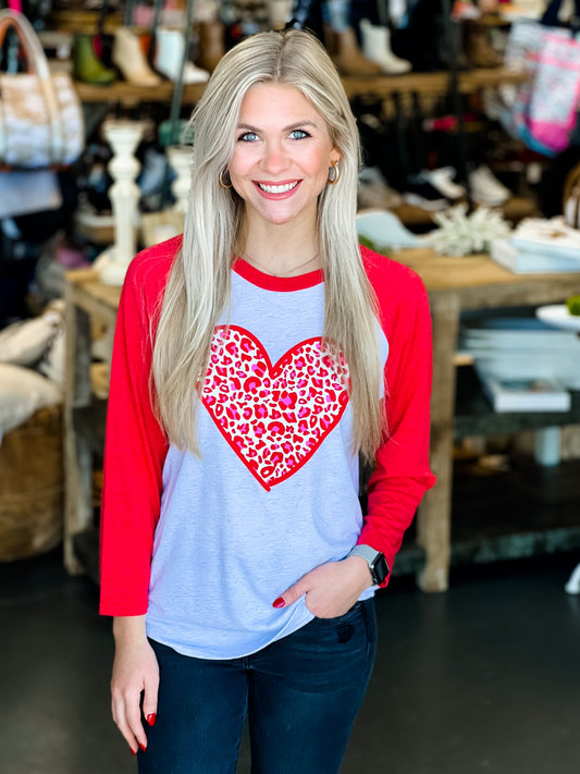 Cheetah Heart Baseball Tee